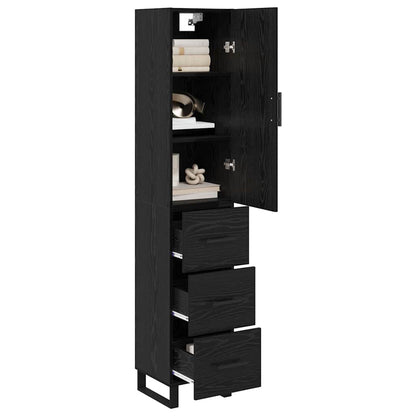 Highboard Black Oak 34.5 x 34 x 180 cm Engineered Wood