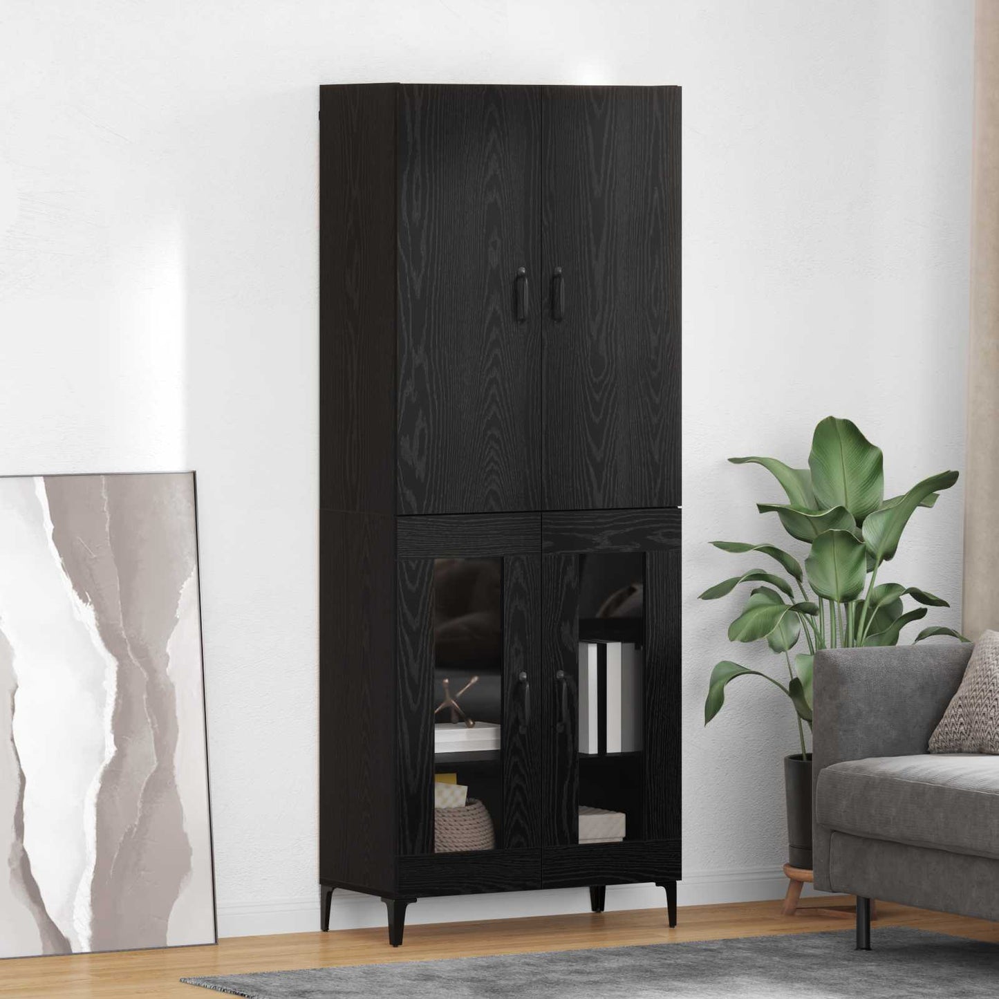 Highboard Black Oak 69.5 x 34 x 180 cm Engineered Wood