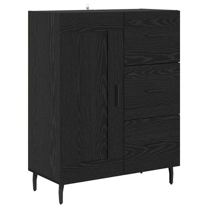 Highboard with Drawer 2 pcs Black oak Engineered Wood and Glass