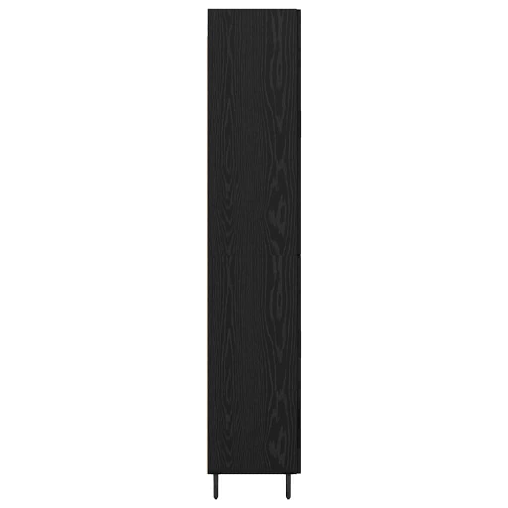Highboard with Drawer 2 pcs Black oak Engineered Wood and Glass