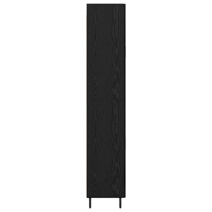 Highboard with Drawer 2 pcs Black oak Engineered Wood and Glass