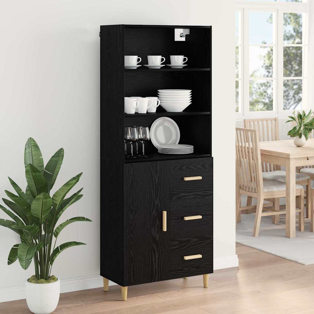 Highboard Black Oak 69.5 x 32.5 x 180 cm Engineered Wood