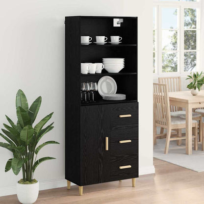 Highboard Black Oak 69.5 x 32.5 x 180 cm Engineered Wood