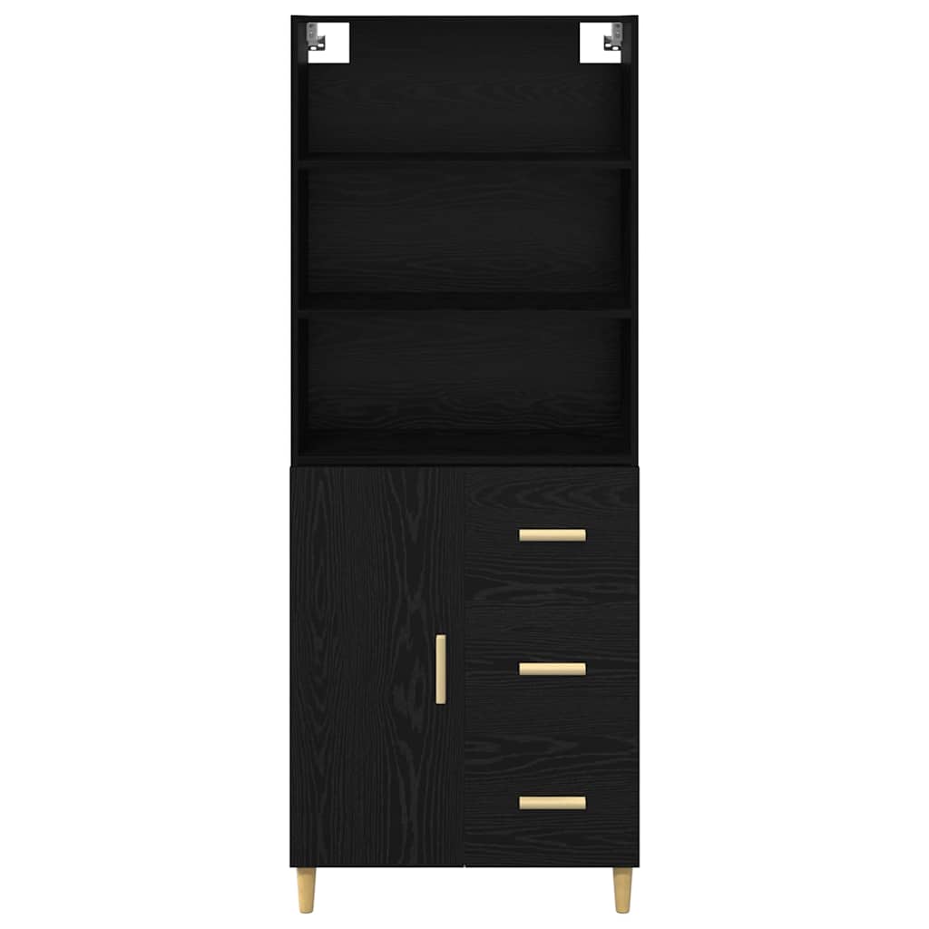 Highboard Black Oak 69.5 x 32.5 x 180 cm Engineered Wood