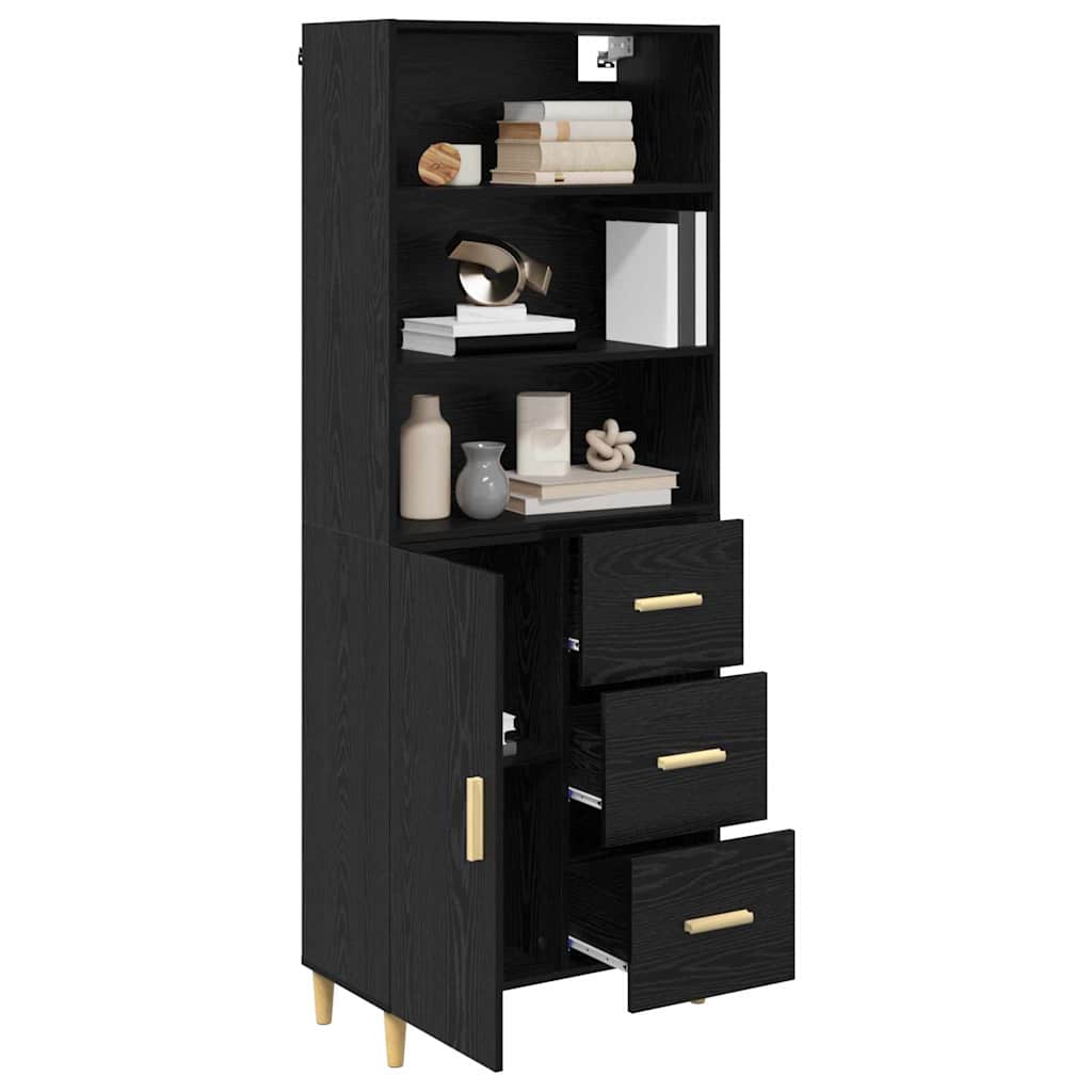Highboard Black Oak 69.5 x 32.5 x 180 cm Engineered Wood