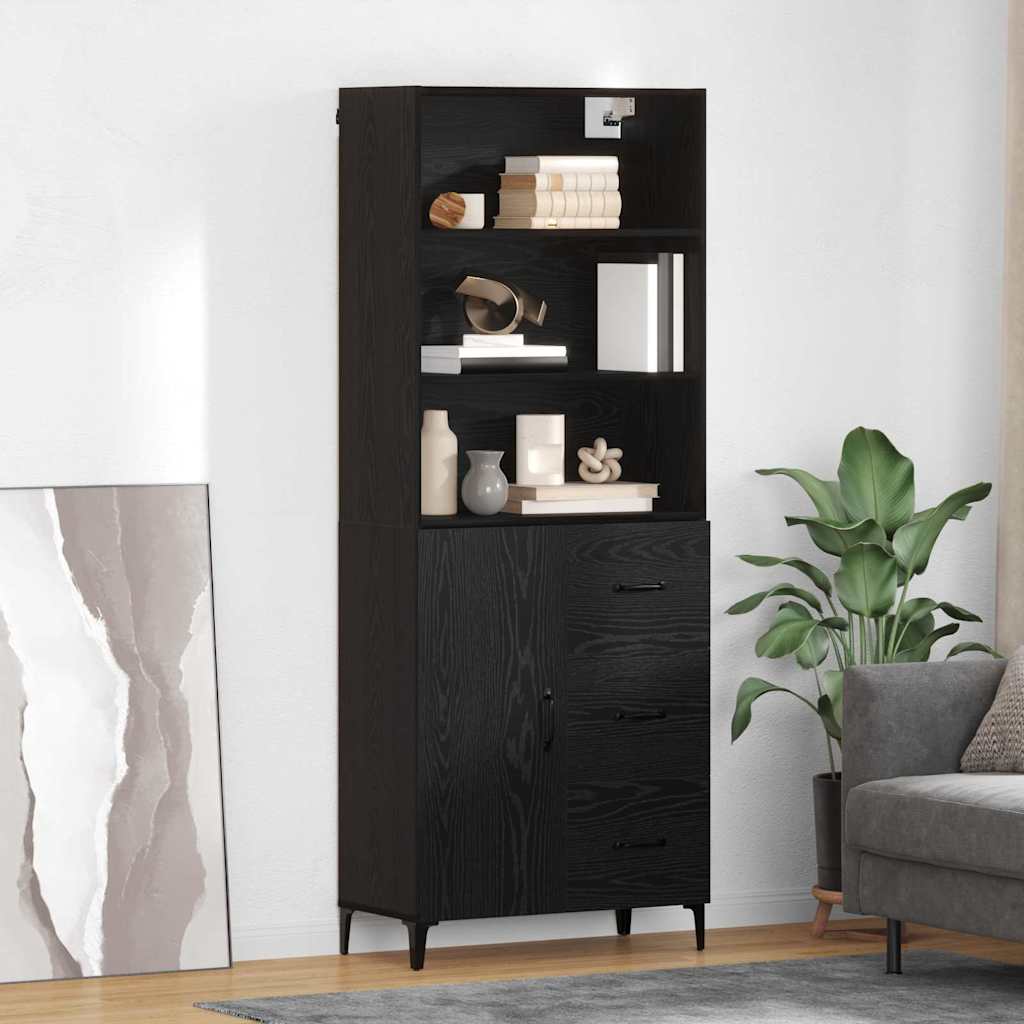 Highboard Black Oak 69.5 x 34 x 180 cm Engineered Wood
