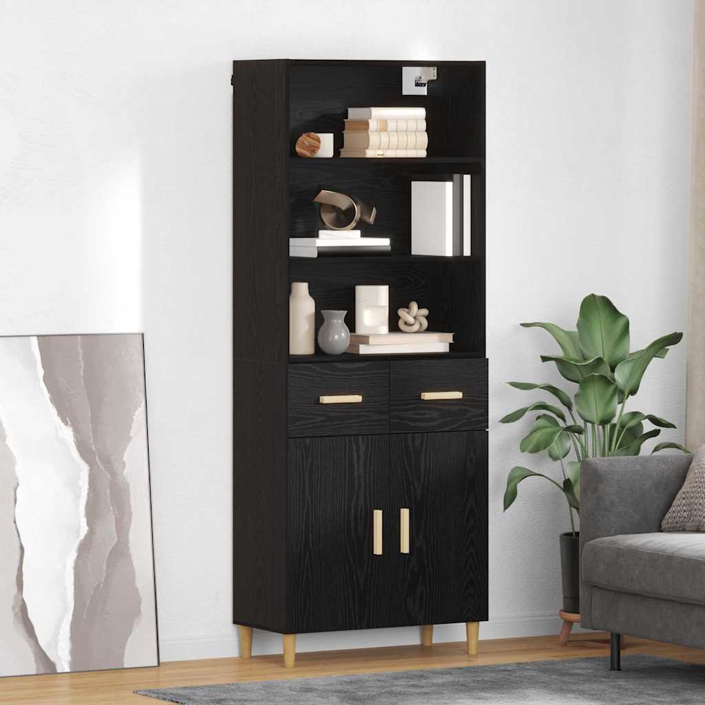 Highboard Black Oak 69.5 x 32.5 x 180 cm Engineered Wood