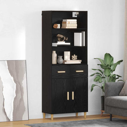 Highboard Black Oak 69.5 x 32.5 x 180 cm Engineered Wood
