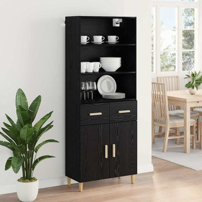 Highboard Black Oak 69.5 x 32.5 x 180 cm Engineered Wood