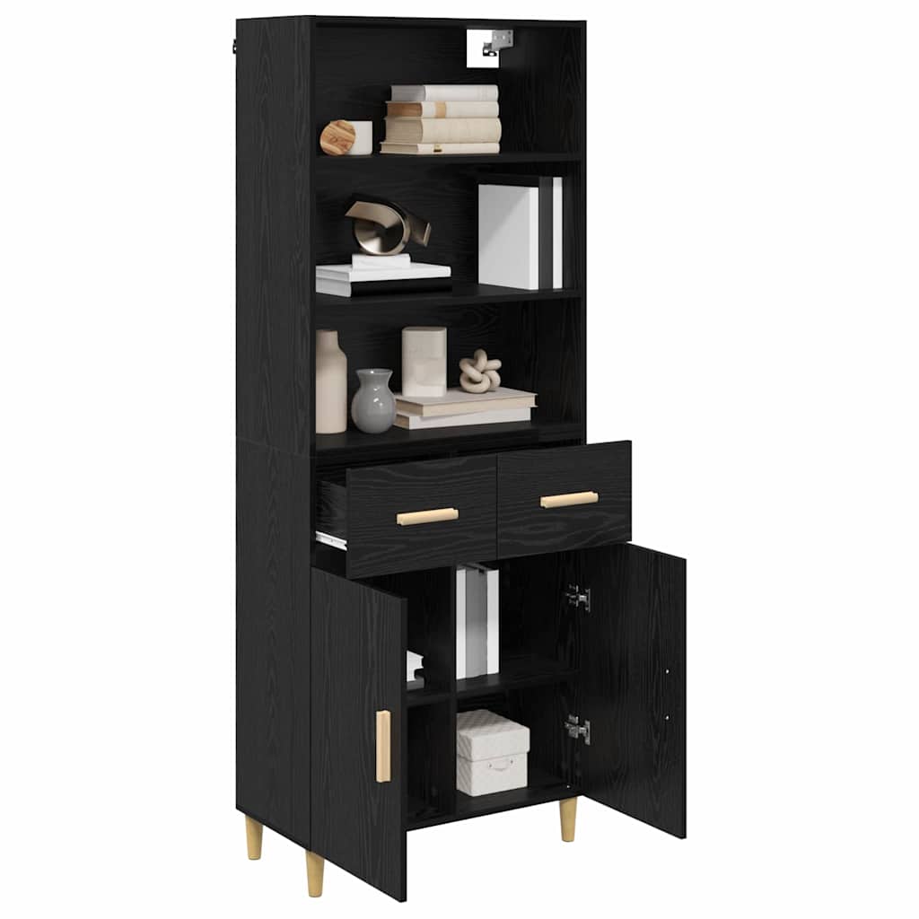 Highboard Black Oak 69.5 x 32.5 x 180 cm Engineered Wood