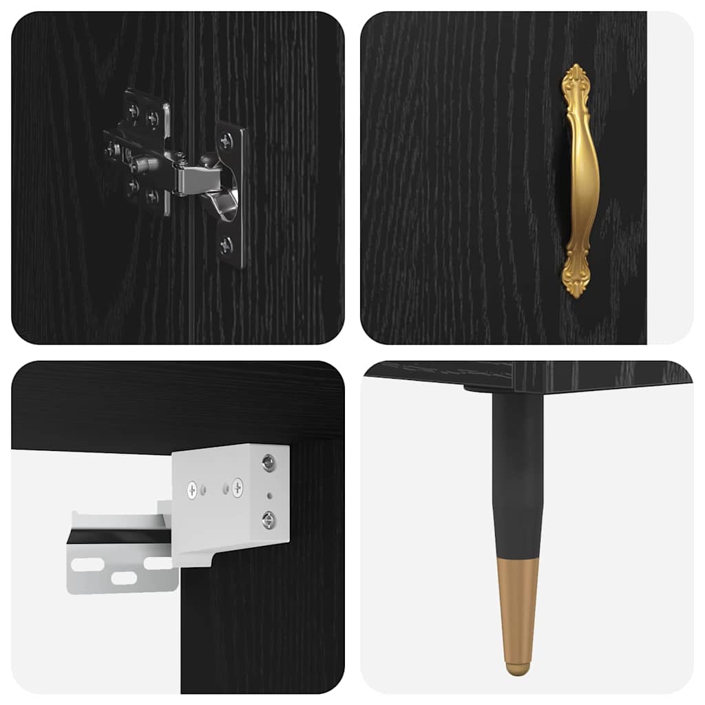 Highboard 2 pcs Black Oak Engineered Wood