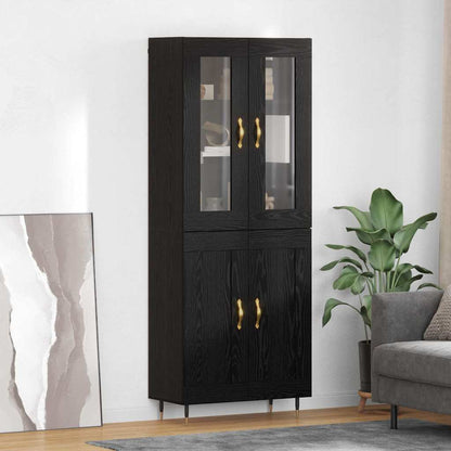 Highboard 2 pcs Black Oak Engineered Wood