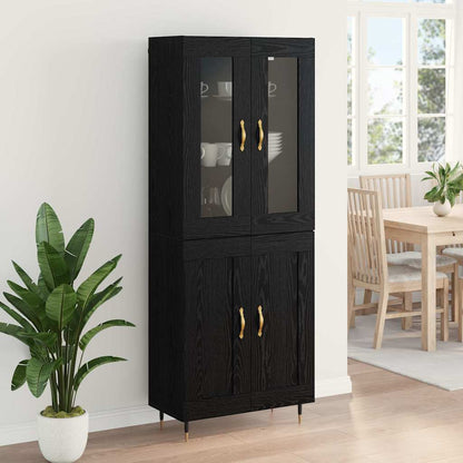 Highboard 2 pcs Black Oak Engineered Wood