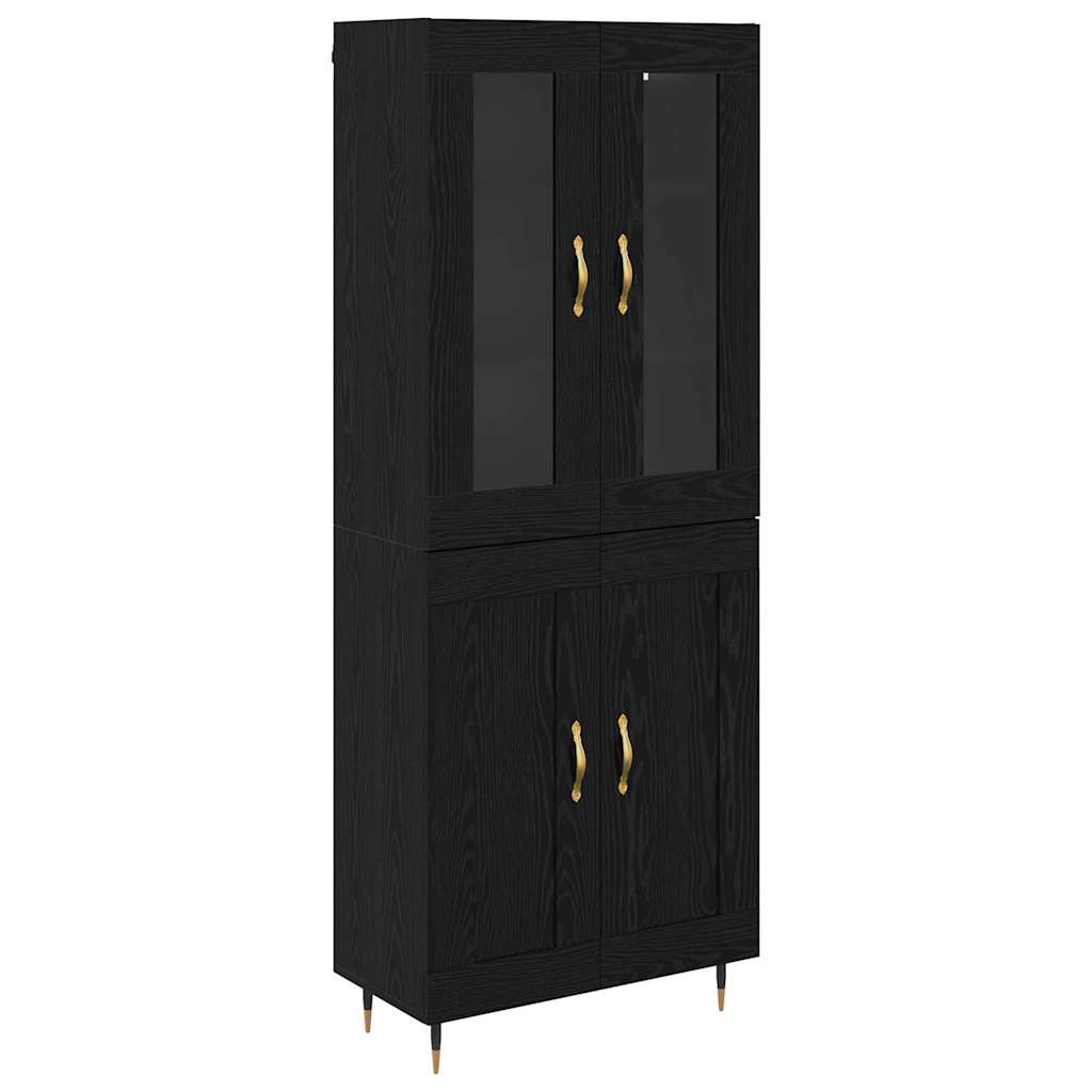 Highboard 2 pcs Black Oak Engineered Wood