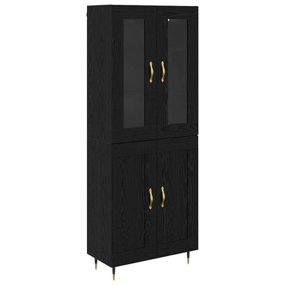 Highboard 2 pcs Black Oak Engineered Wood