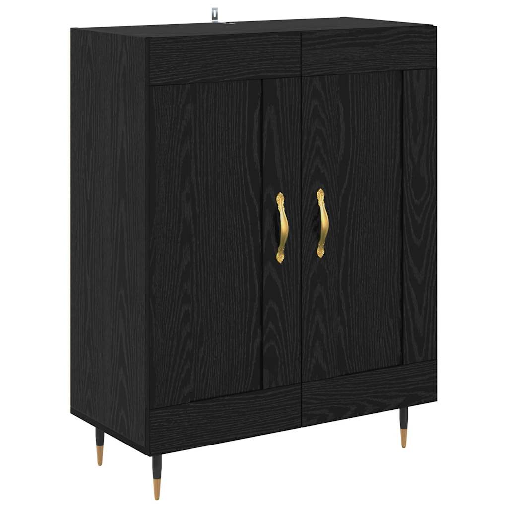 Highboard 2 pcs Black Oak Engineered Wood