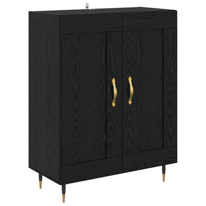 Highboard 2 pcs Black Oak Engineered Wood