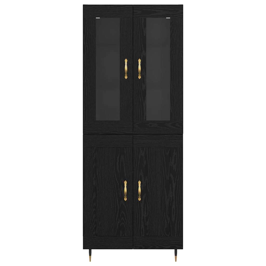 Highboard 2 pcs Black Oak Engineered Wood