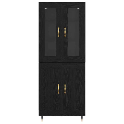 Highboard 2 pcs Black Oak Engineered Wood
