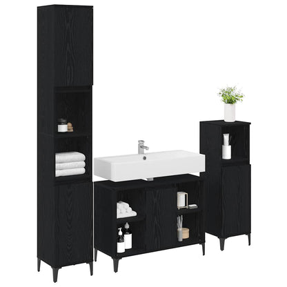 Bathroom Furniture Set 3 pcs Black oak Engineered wood
