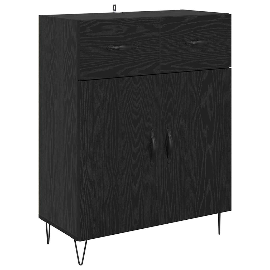 Highboard with Drawer 2 pcs Black Oak Engineered Wood