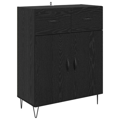Highboard with Drawer 2 pcs Black Oak Engineered Wood