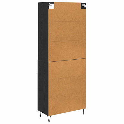 Highboard with Drawer 2 pcs Black Oak Engineered Wood