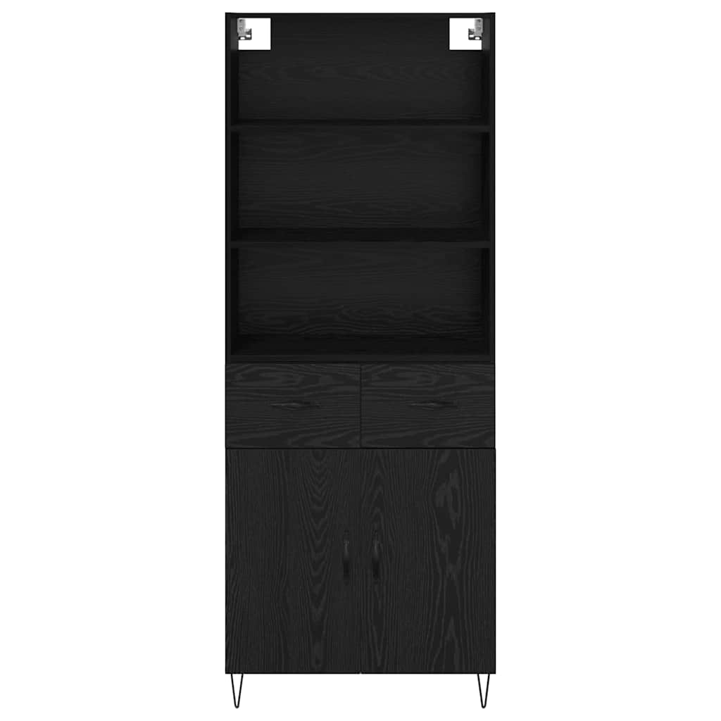 Highboard with Drawer 2 pcs Black Oak Engineered Wood
