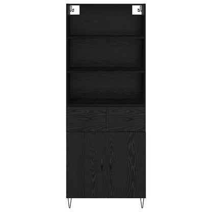 Highboard with Drawer 2 pcs Black Oak Engineered Wood