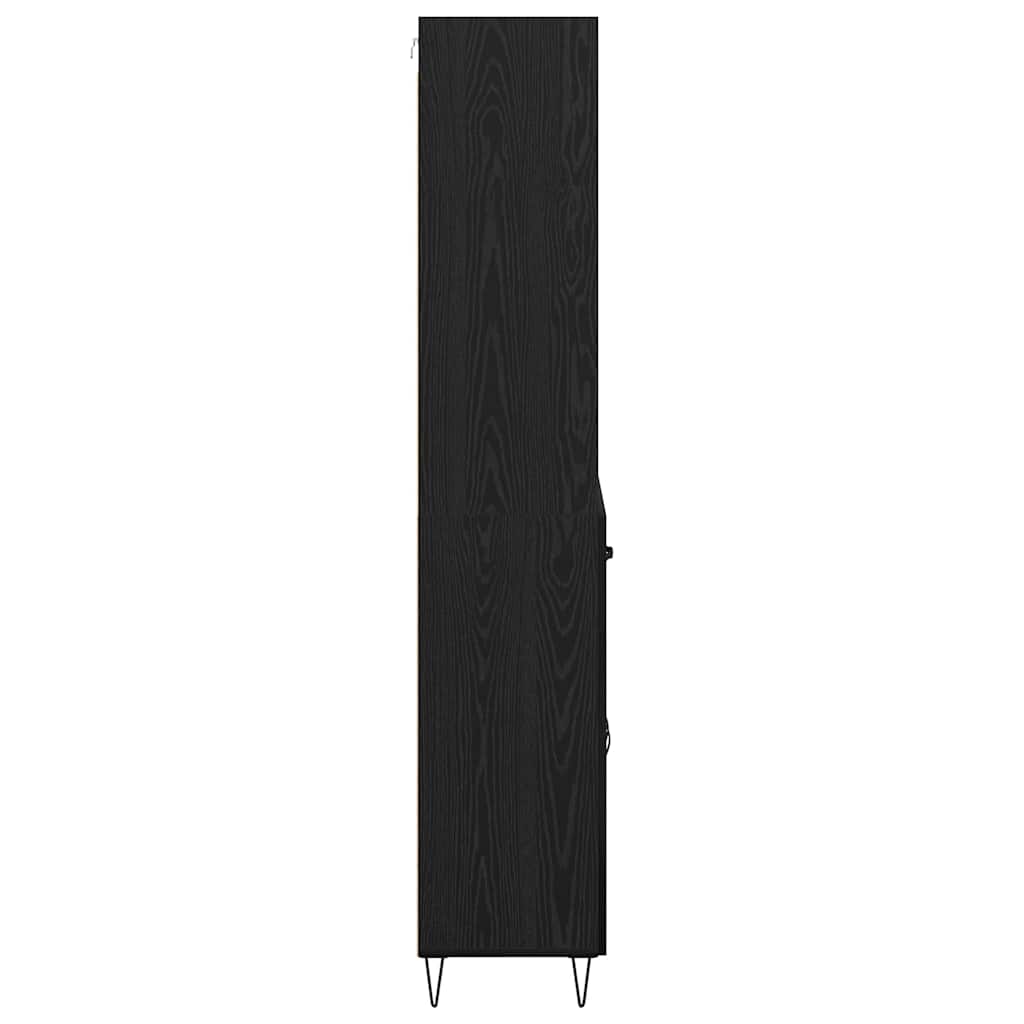 Highboard with Drawer 2 pcs Black Oak Engineered Wood