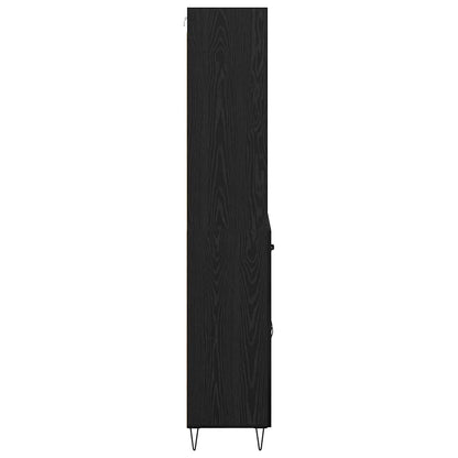 Highboard with Drawer 2 pcs Black Oak Engineered Wood