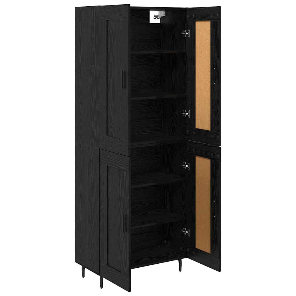 Highboard 2 pcs Black Oak Engineered Wood