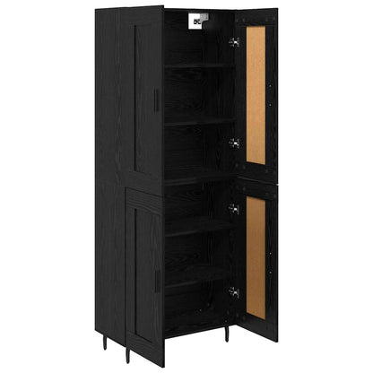 Highboard 2 pcs Black Oak Engineered Wood