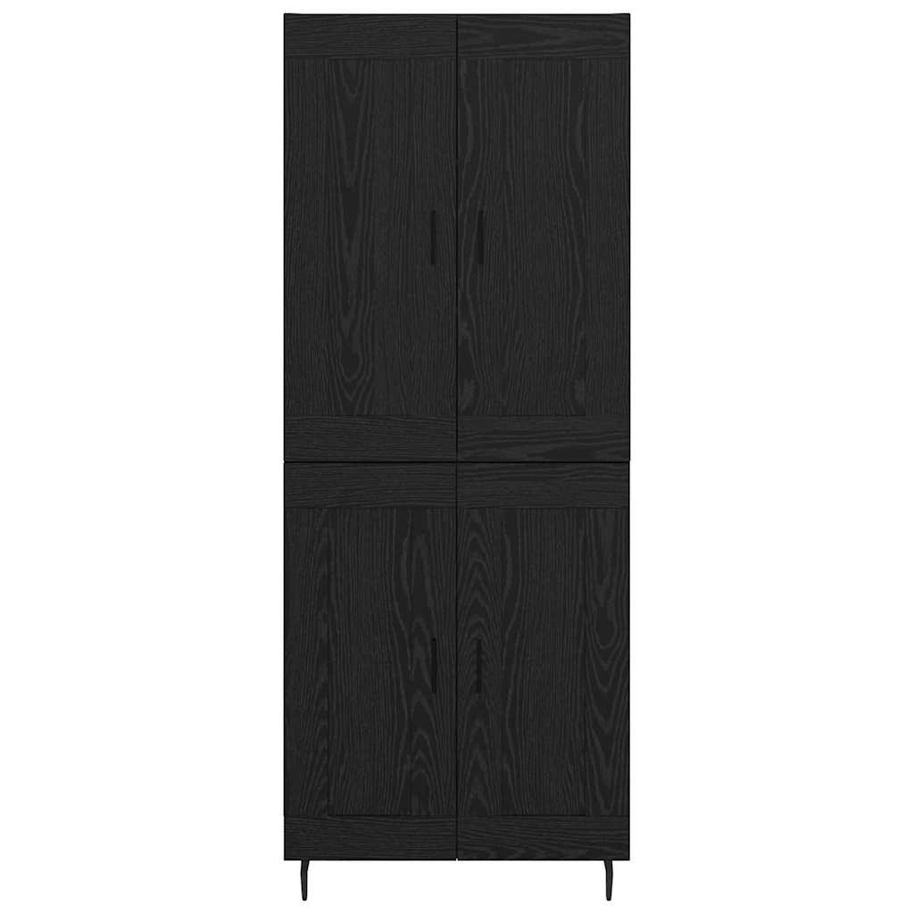 Highboard 2 pcs Black Oak Engineered Wood