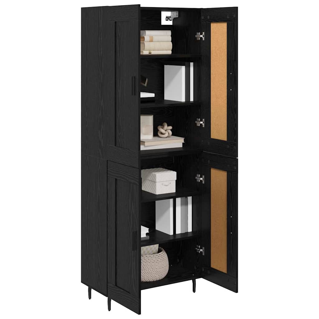 Highboard 2 pcs Black Oak Engineered Wood