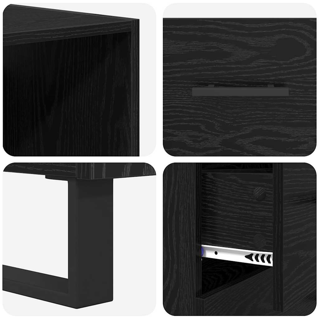 Highboard Black Oak 69.5 x 34 x 180 cm Engineered Wood