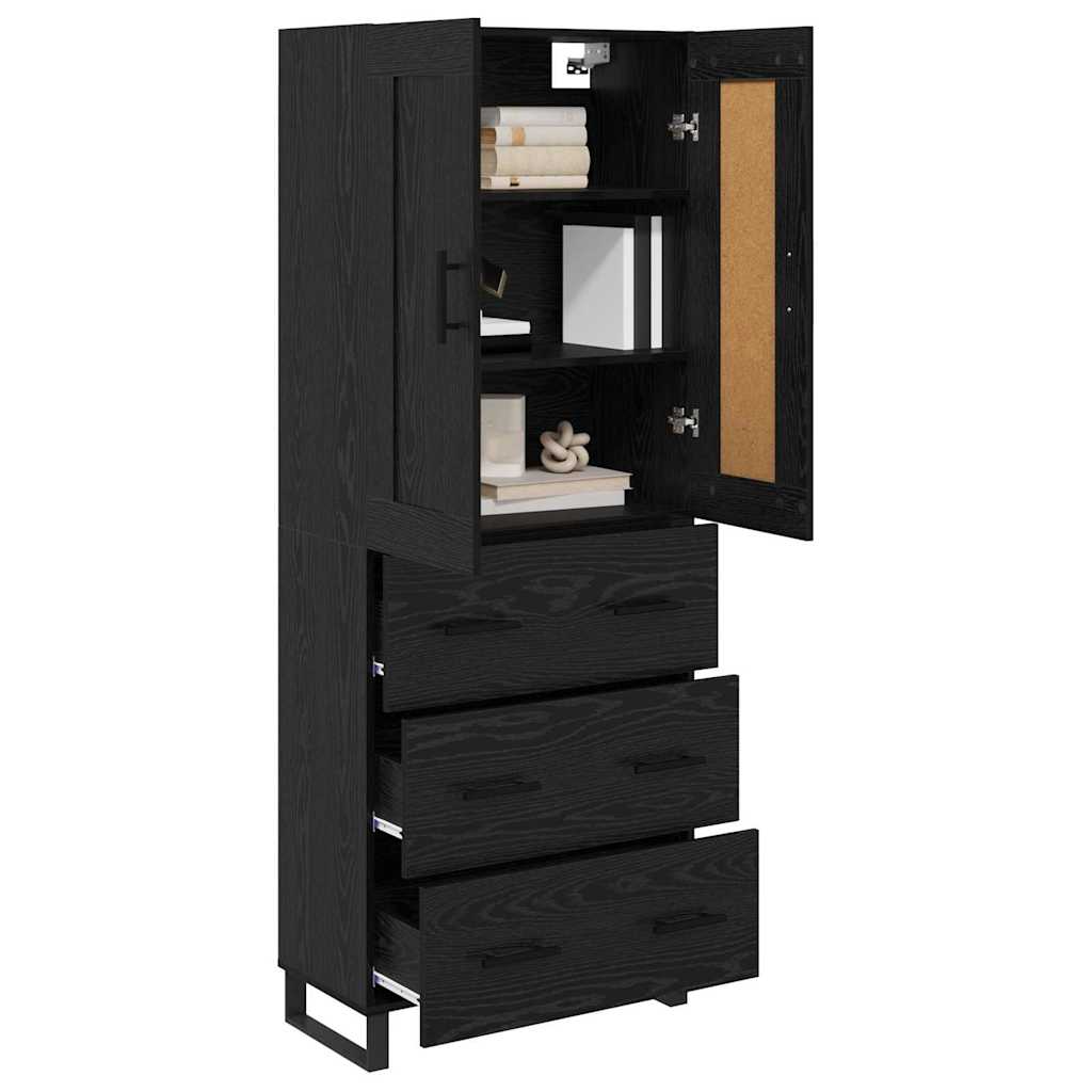 Highboard Black Oak 69.5 x 34 x 180 cm Engineered Wood