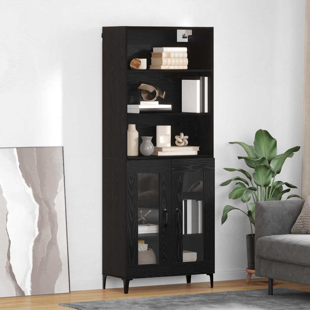 Highboard Black Oak 69.5 x 34 x 180 cm Engineered Wood