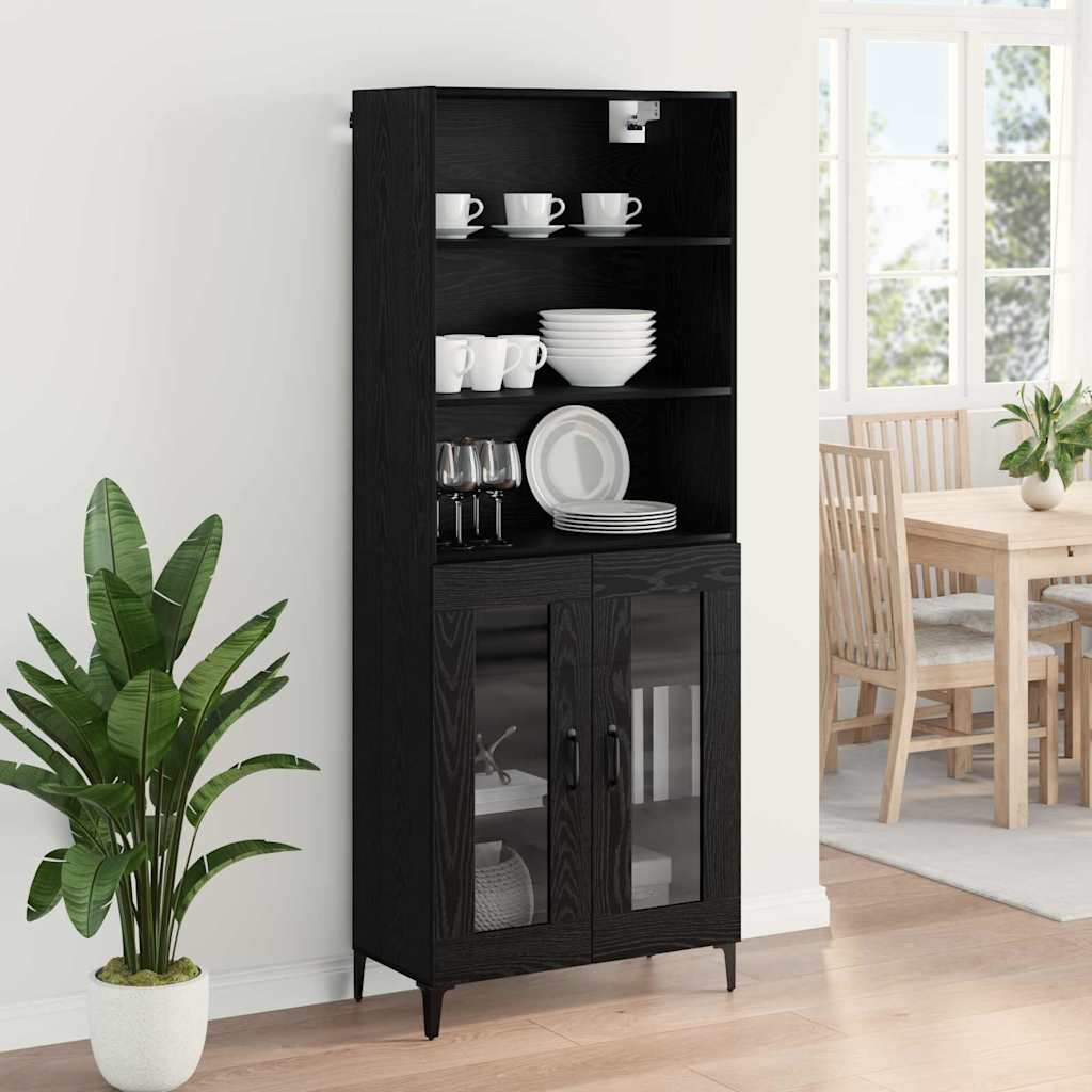 Highboard Black Oak 69.5 x 34 x 180 cm Engineered Wood