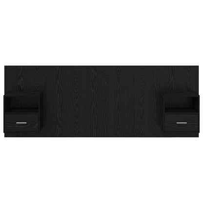 Headboard with Cabinet 3 pcs Black Oak Engineered Wood