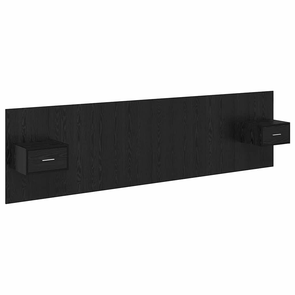 Headboard with Cabinet 3 pcs Black Oak Engineered Wood