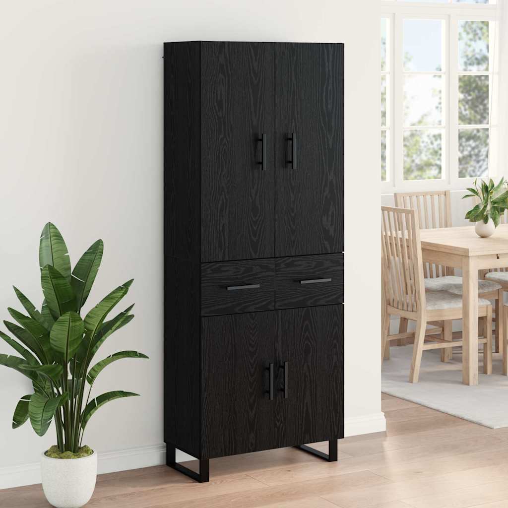 Highboard with Drawer 2 pcs Black Oak 69.5 x 34 x 180 cm