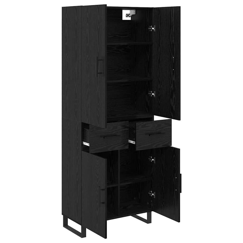 Highboard with Drawer 2 pcs Black Oak 69.5 x 34 x 180 cm