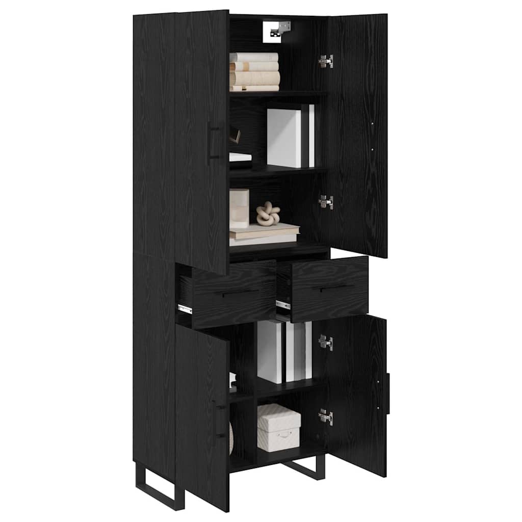 Highboard with Drawer 2 pcs Black Oak 69.5 x 34 x 180 cm