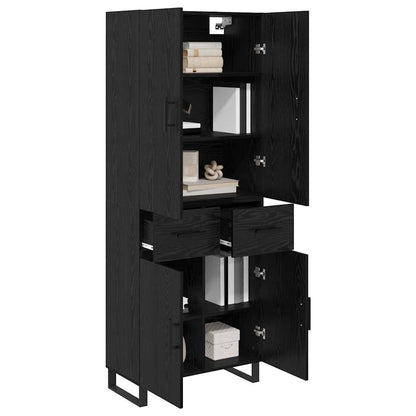 Highboard with Drawer 2 pcs Black Oak 69.5 x 34 x 180 cm