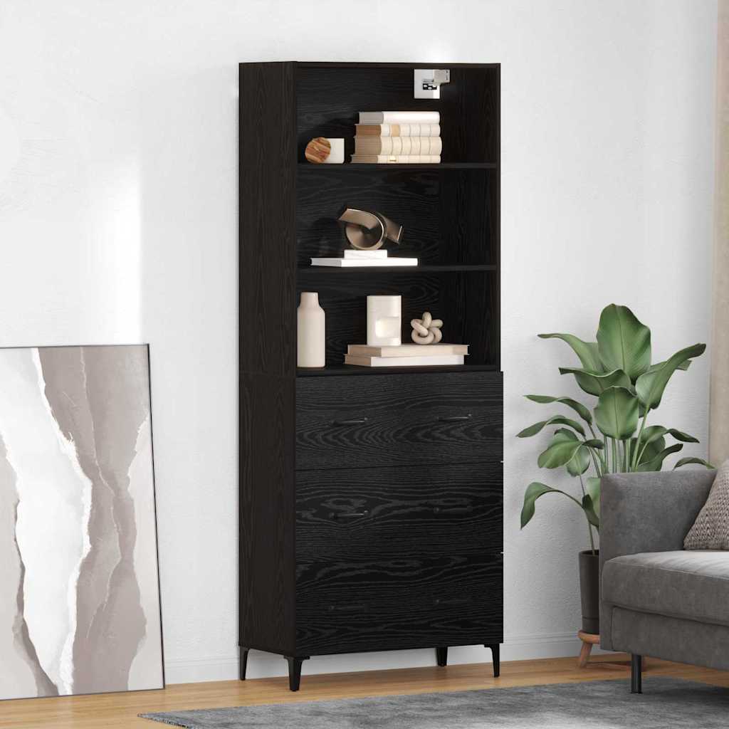 Highboard Black Oak 69.5 x 34 x 180 cm Engineered Wood