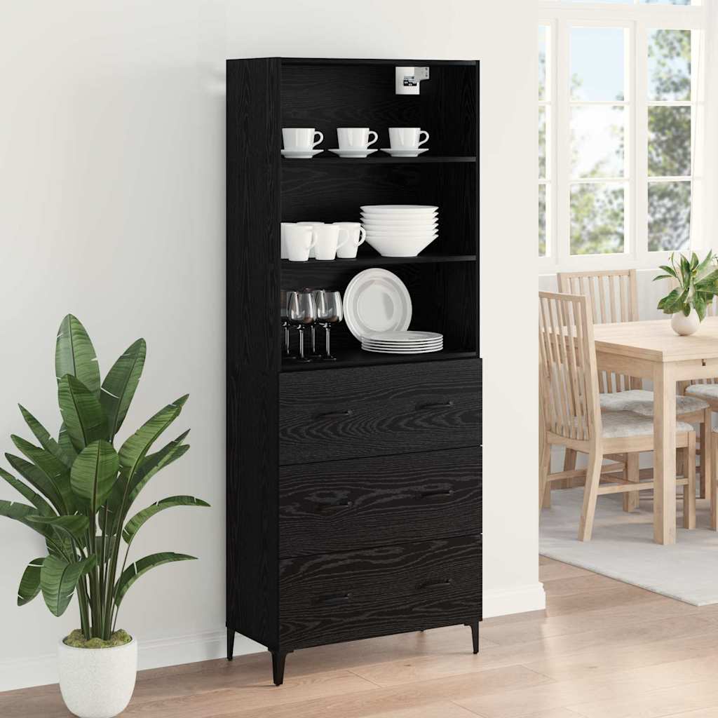Highboard Black Oak 69.5 x 34 x 180 cm Engineered Wood