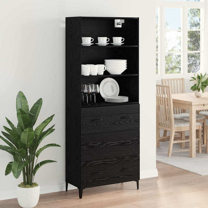 Highboard Black Oak 69.5 x 34 x 180 cm Engineered Wood