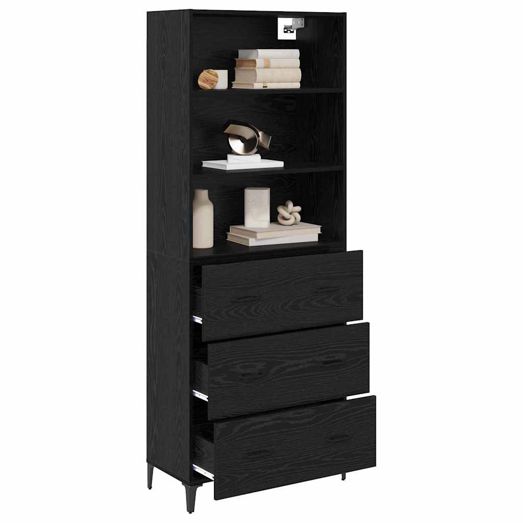Highboard Black Oak 69.5 x 34 x 180 cm Engineered Wood