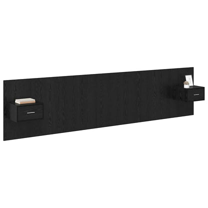 Headboard with Cabinet 3 pcs Black Oak Engineered Wood